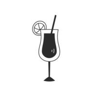 cocktail dans verre de vin griffonnage icône vecteur