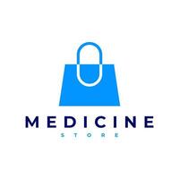 médical boutique faire du shopping sac capsule logo icône illustration vecteur