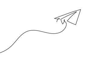 papier avion continu ligne dessin élément isolé sur blanc Contexte pour décoratif élément. illustration vecteur
