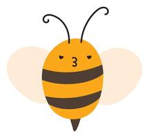 mouche abeille baiser l'amour emoji icône. mignonne enfant personnage. objet symbole plat art. dessin animé élément pour la toile ou typographique conception, affiche vecteur