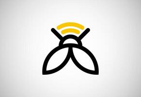 abeille signal logo conception modèle. Wifi abeille lien logo vecteur