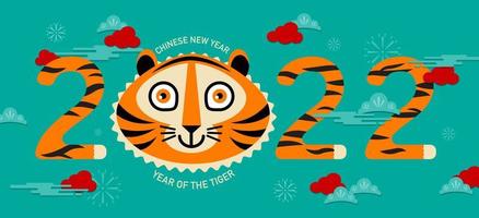 bonne année, nouvel an chinois, 2022, année du tigre, personnage de dessin animé, tigre royal vecteur