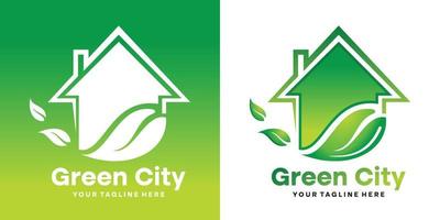 modèle de logo de ville verte nature vecteur