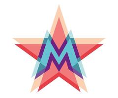 cinq points étoile logo avec lettre M. illustration. vecteur