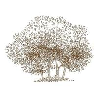 icône de groupe d'arbres forestiers, style dessiné à la main et contour vecteur