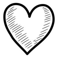 vacances de noël amour coeur icône, dessinés à la main et style de contour vecteur