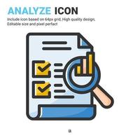 analyser le vecteur d'icône avec le style de couleur de contour isolé sur fond blanc. illustration vectorielle analytique, concept d'icône de symbole de signe de rapport pour les affaires, la finance, l'industrie, l'entreprise, les applications, le web et le projet