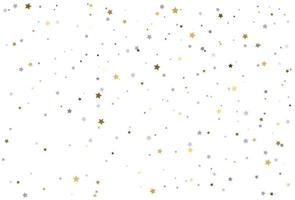 fond de noël avec des étoiles d'or et d'argent. confettis de célébration d'étoiles d'argent et d'or. vecteur