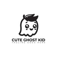 mignonne fantôme enfant logo, minimal logo, icône, illustration conception vecteur