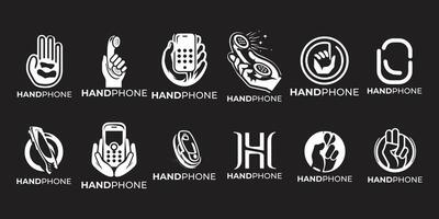 ensemble de téléphones portables logo conception, icône, minimal logo, noir et blanc Couleur vecteur