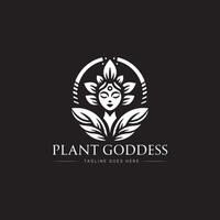 plante déesse logo conception, icône, minimal logo, noir et blanc Couleur vecteur