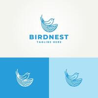 minimaliste unique oiseau maison ligne art étiquette logo illustration conception. Facile moderne oiseau nid logo concept vecteur