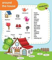 Vocabulaire de l'éducation autour de la maison vector illustration