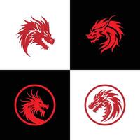 logo de une dragon ensemble icône silhouette conception vecteur