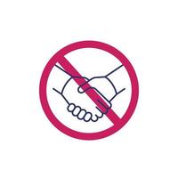 aucune icône de poignée de main, signe interdit de serrer la main vecteur