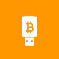 porte-monnaie bitcoin sur l'icône de vecteur de clé usb