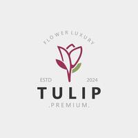 tulipe fleur logo avec feuilles conception, adapté pour mode, beauté spa et boutique emblème affaires vecteur