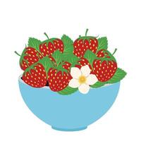 plein assiette de Frais été des fraises illustration. été arrière-plans. Créatif été concept avec fraise. moderne art conception avec cœurs, des fraises, fleurs et moderne typographie vecteur