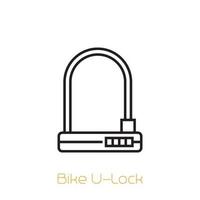 icône de ligne vectorielle de vélo u-lock sur blanc
