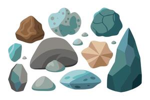 Naturel des pierres divers formes, illustration ensemble vecteur