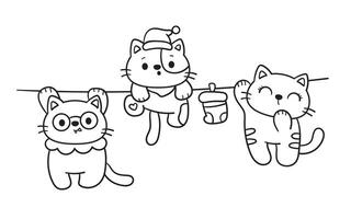 mignonne chat pendu kawaii dessin animé vecteur