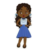 jolie petite fille afro-américaine chic posant vecteur