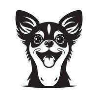 une excité chihuahua chien visage illustration dans noir et blanc vecteur