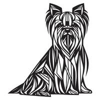 polygonal chien contour - géométrique Yorkshire terrier chien illustration dans noir et blanc vecteur