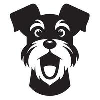 illustration de une excité schnauzer chien visage dans noir et blanc vecteur