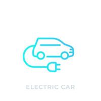 voiture électrique avec prise, ev, icône linéaire vecteur