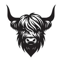 bétail - une commandant montagnes bétail visage illustration dans noir et blanc vecteur