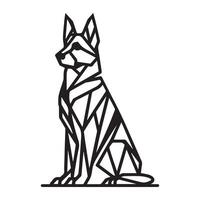 polygonal chien contour - géométrique allemand berger chien illustration dans noir et blanc vecteur