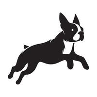 Boston terrier - Boston terrier chien sauter illustration dans noir et blanc vecteur