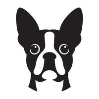 chien logo - une surpris Boston terrier chien visage illustration dans noir et blanc vecteur