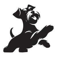illustration de une espiègle schnauzer chien visage dans noir et blanc vecteur