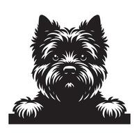 illustration de une cairn terrier chien furtivement visage dans noir et blanc vecteur