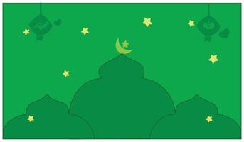 vert Contexte illustration avec croissant lune et étoiles. Contexte avec une religieux thème. adapté pour utilisation comme partie de le conception éléments pour célébrer religieux vacances. vecteur