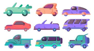 voiture illustration ensemble avec Années 90 rétro couleurs vecteur