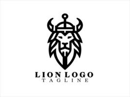 Lion viking logo conception modèle vecteur