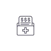 icône de facture médicale sur blanc, ligne vecteur