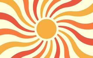 rétro abstrait Contexte avec Soleil faisceau et arc en ciel des rayons. sunburst toile de fond. illustration dans le style de le années 60, années 70. vecteur