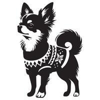 de fête chihuahua dans vacances tenue illustration dans noir et blanc vecteur