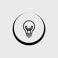 ampoule icône sur lumière Contexte. idée symbole. électrique lampe, lumière, innovation, solution, Créatif pensée, électricité. contour, plat style. plat conception. vecteur