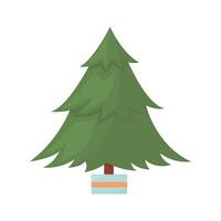 vert sapin arbre dans une pot. mignonne dessin animé plat illustration isolé sur blanc Contexte vecteur