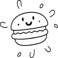 dessin animé Hamburger coloration pages. Burger contour. Burger nourriture ligne art vecteur