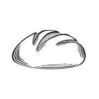 rond seigle pain. illustration isolé, linéaire style. boulangerie marchandises. main tiré esquisser Frais pain pain symbole. modèle nutrition produit pour menu, vitrine, emballage, étiqueter, site Internet, bistro. vecteur