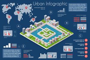 Infographie de la ville avec ses maisons vecteur