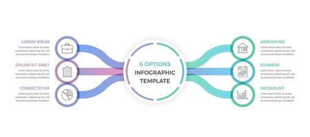 infographie modèle avec 6 les options avec texte et Icônes vecteur