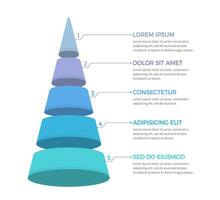 pyramide avec cinq éléments et endroit pour votre texte, infographie modèle pour la toile, entreprise, présentations vecteur