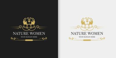 création de logo combinaison nature et femmes vecteur